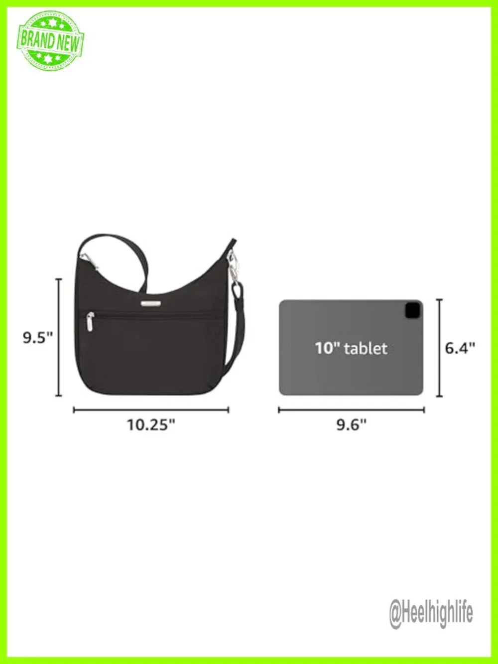 Anti-Theft East/West Hobo Bag with RFID Blocking-Slash Resistant